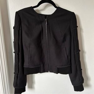 White House black market Stunning black fringe blazer coat jacket size 4 small